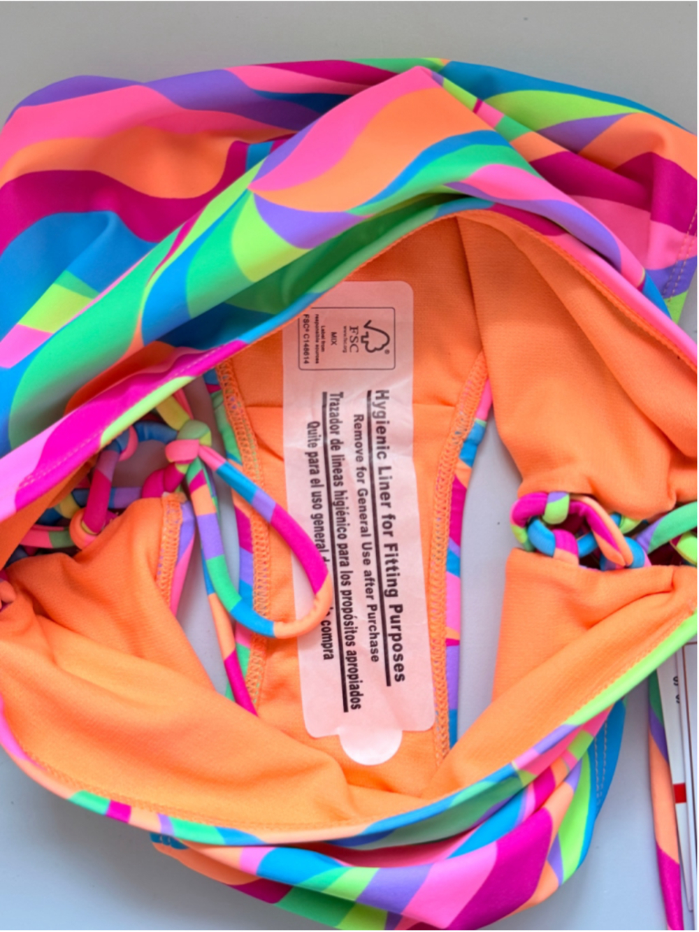 Salt + Cove Size XS Neon Swirl Side-Lace-Up High Waist Bikini Bottom NWT - Picture 7 of 8